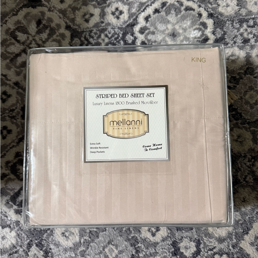 Mellanni Striped Bed Sheet Set - King Size